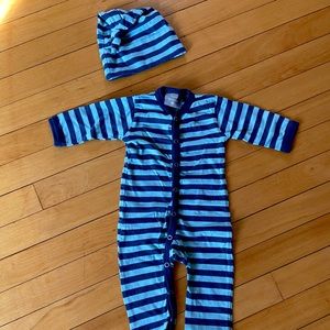 Kate Quinn Striped Footie with Hat - 0-3 months